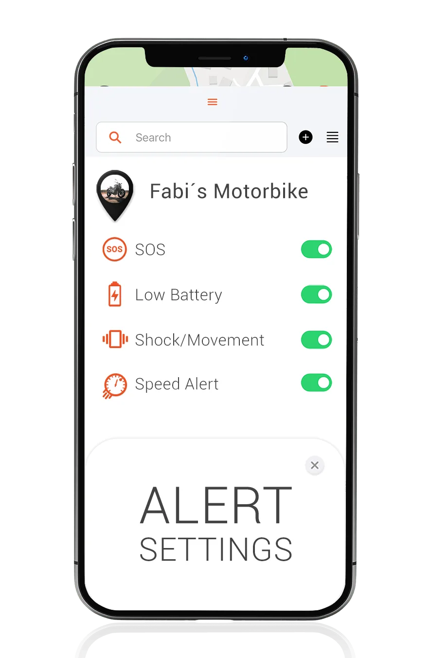 Mockup GPS Tracker motos - Alarms