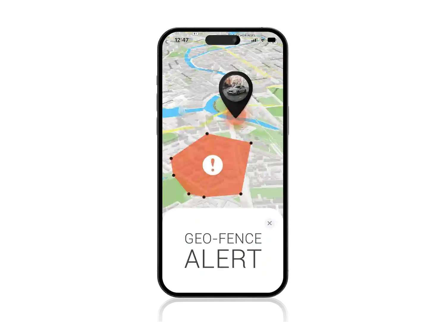 A moblie screen showing geo fencing option from finder portal application