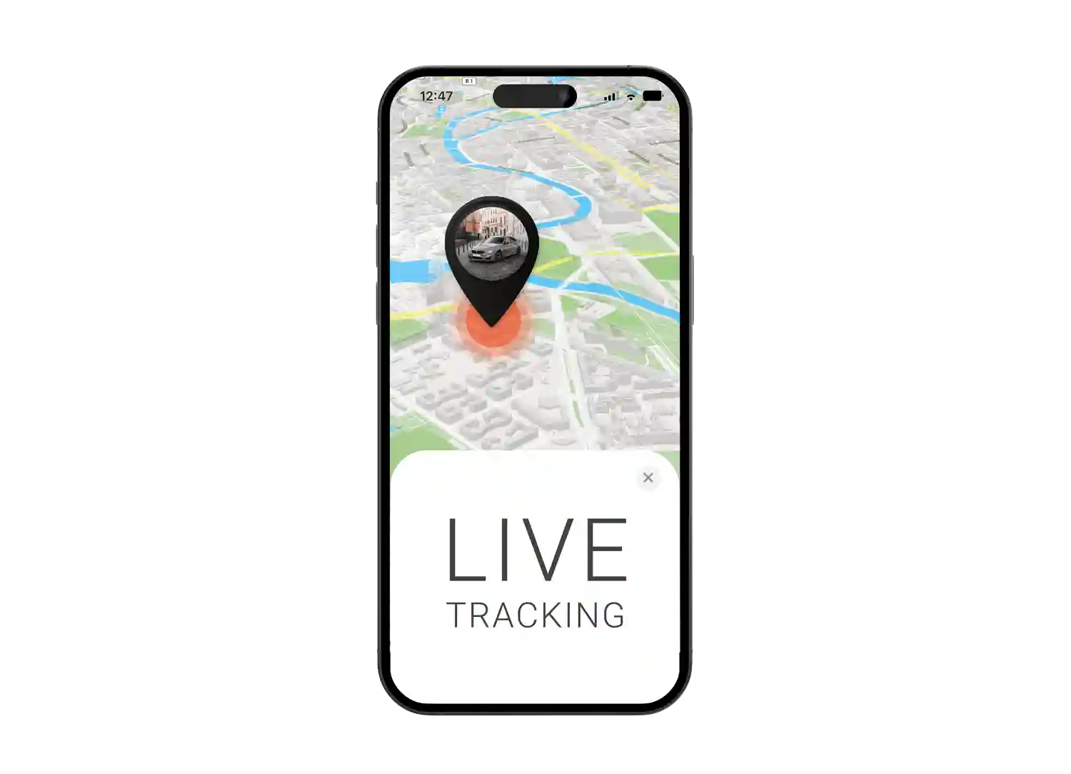 moblie screen showing live tracking from finder portal application