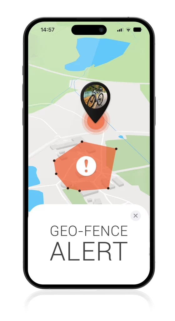 Geofence alert in bicycle tracker