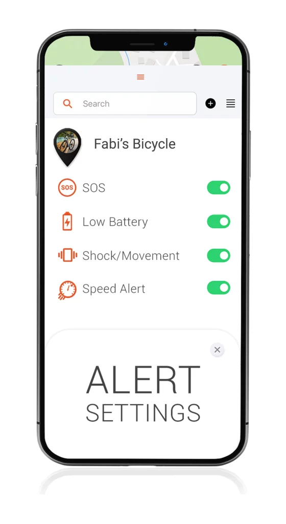 alert settings in GPS bicycle tracker