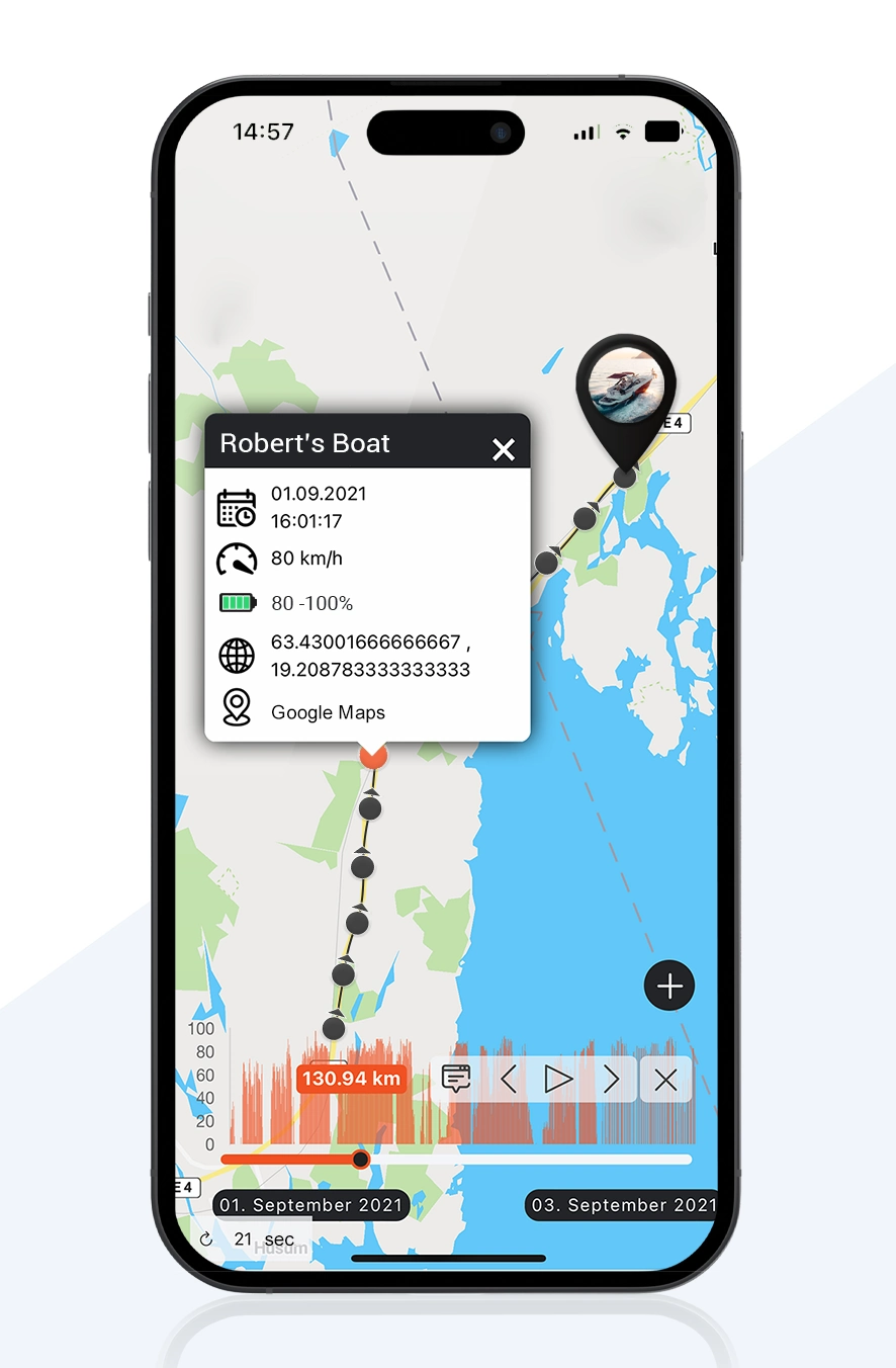 boat GPS tracker route history