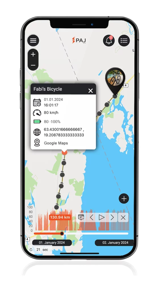 route history in bicycle tracker