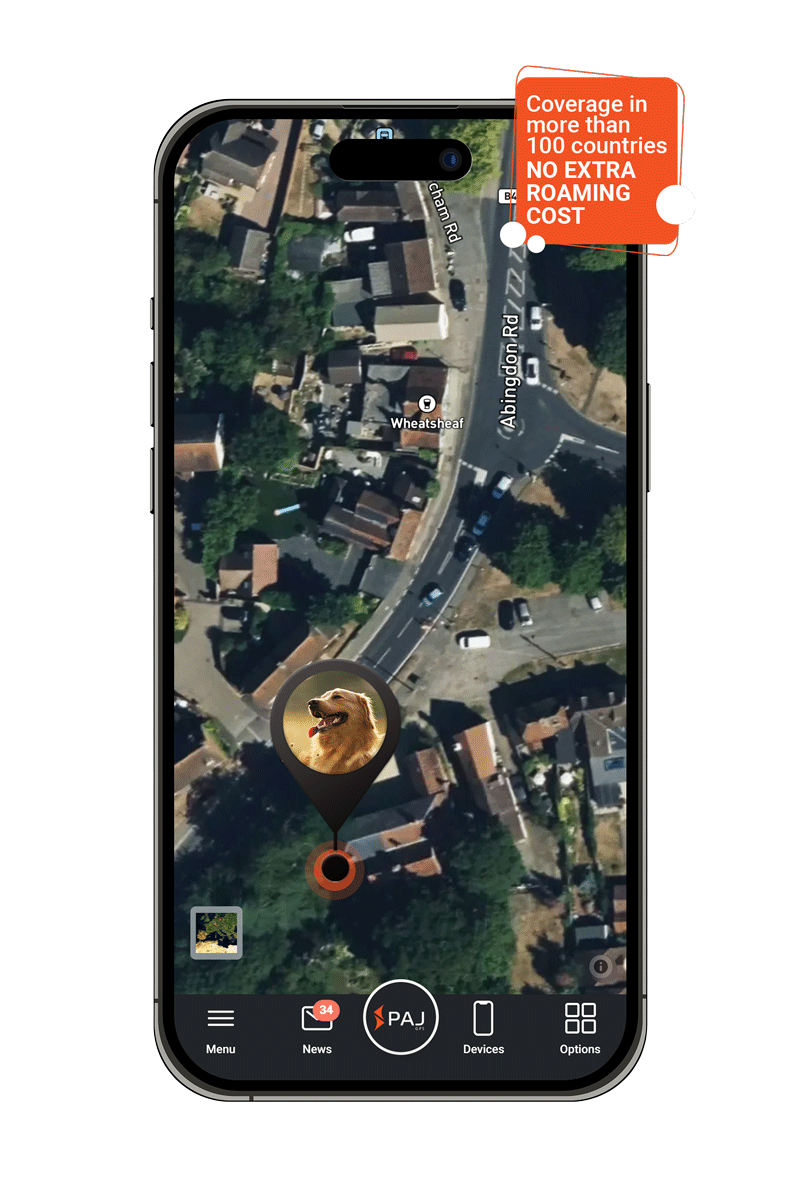 Mockup 100 Countries Worldwide Tracking PAJ GPS Tracker For Dogs