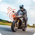 a rider on motorcycle with GPS tracker