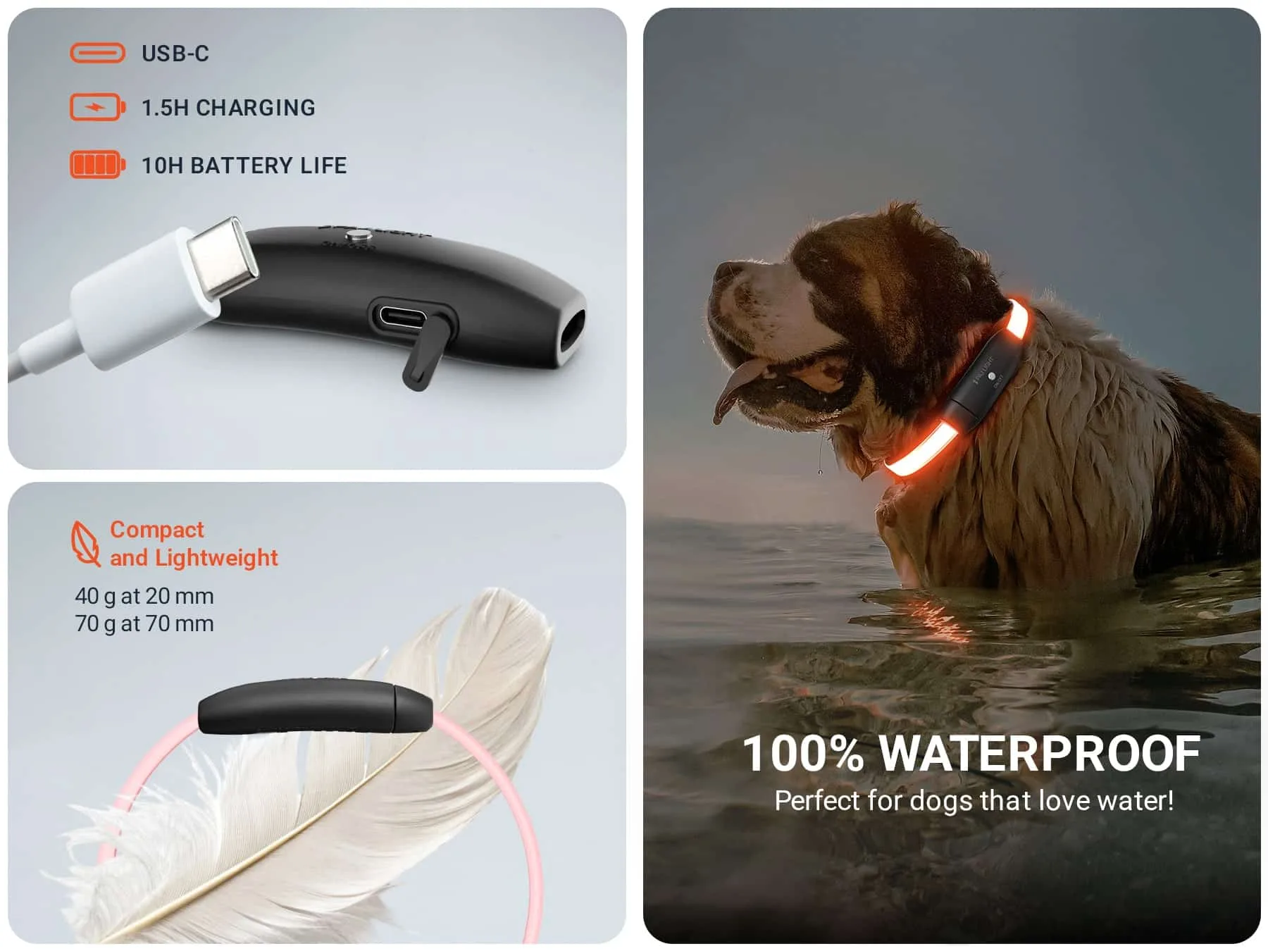 PAJ LIGHT LED collar for dogs technical details
